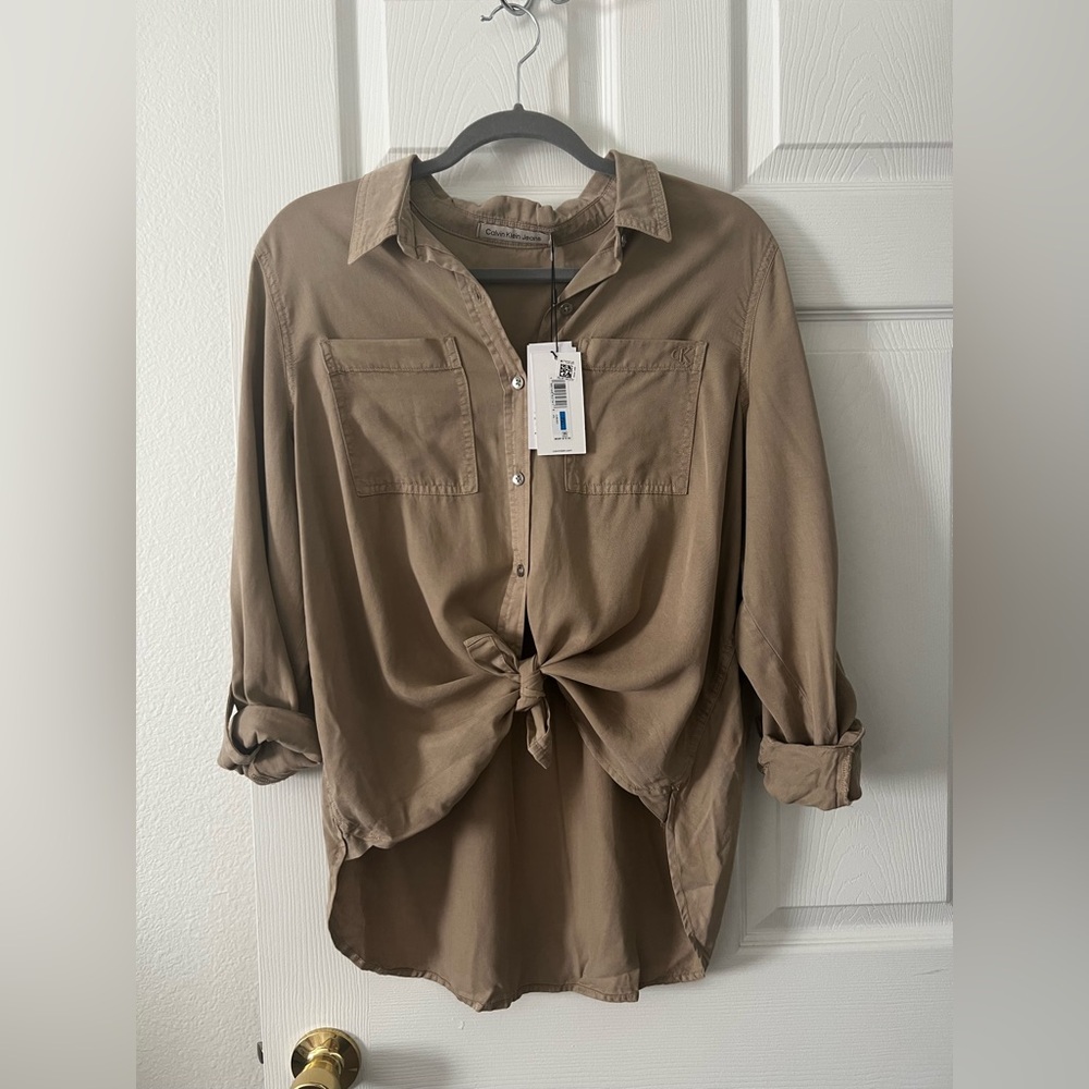 Calvin Klein Beige Button-Up Shirt